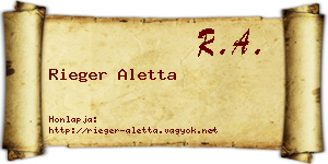 Rieger Aletta névjegykártya